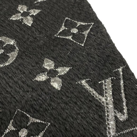 LOUIS VUITTON Echarpe Logomania Shine  Noir IS0198 Scarf 468-090225 - Picture 3 of 7